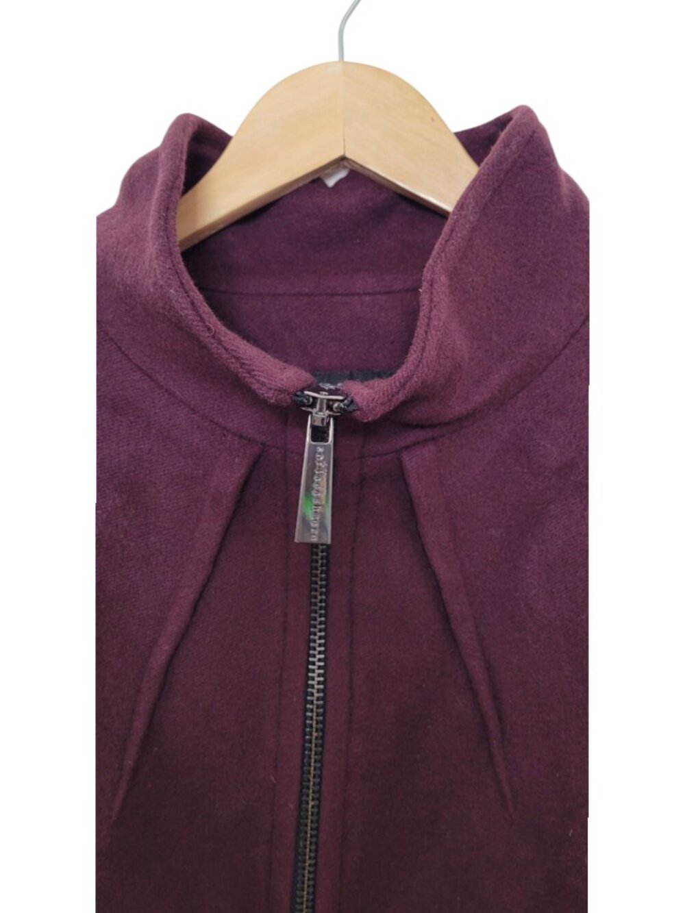 Sofia Cashmere Burgundy Wool Blend Stand Collar Short Coat Size L - Picture 6 of 10